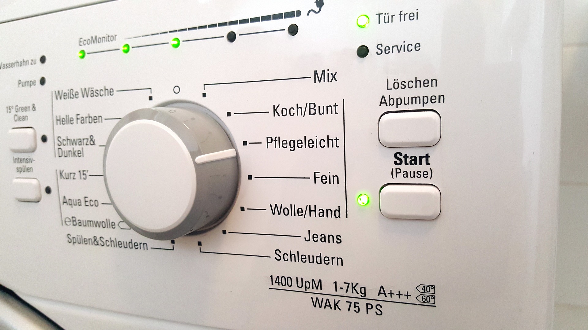 Bedienungsgeld einer Waschmaschine